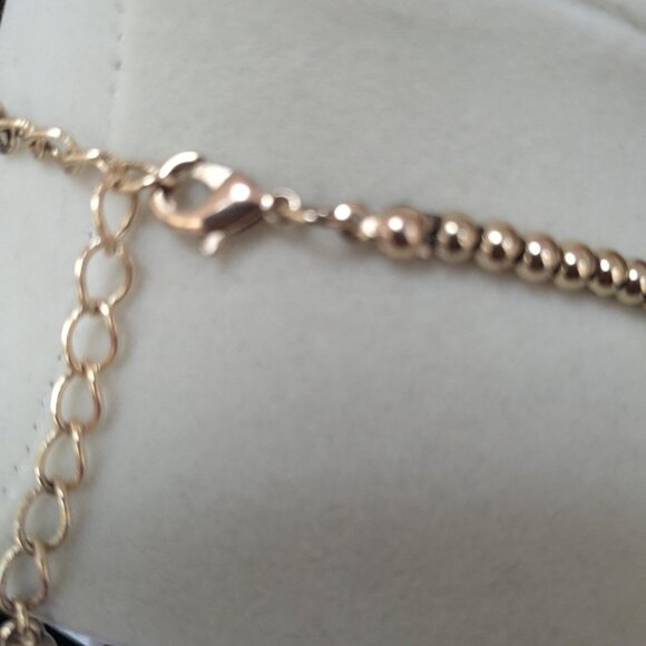 Vintage Gold Filigree Necklace, 1960s Conical Bead Link Chain - Picture 3 of 7